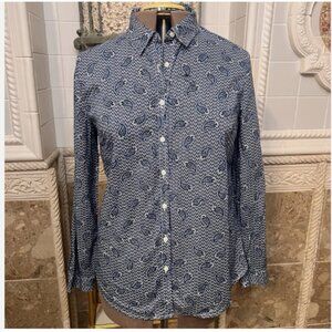 Liz Claiborne. Size Large. Cotton Blue Paisley. Long Sleeve Shirt. B129